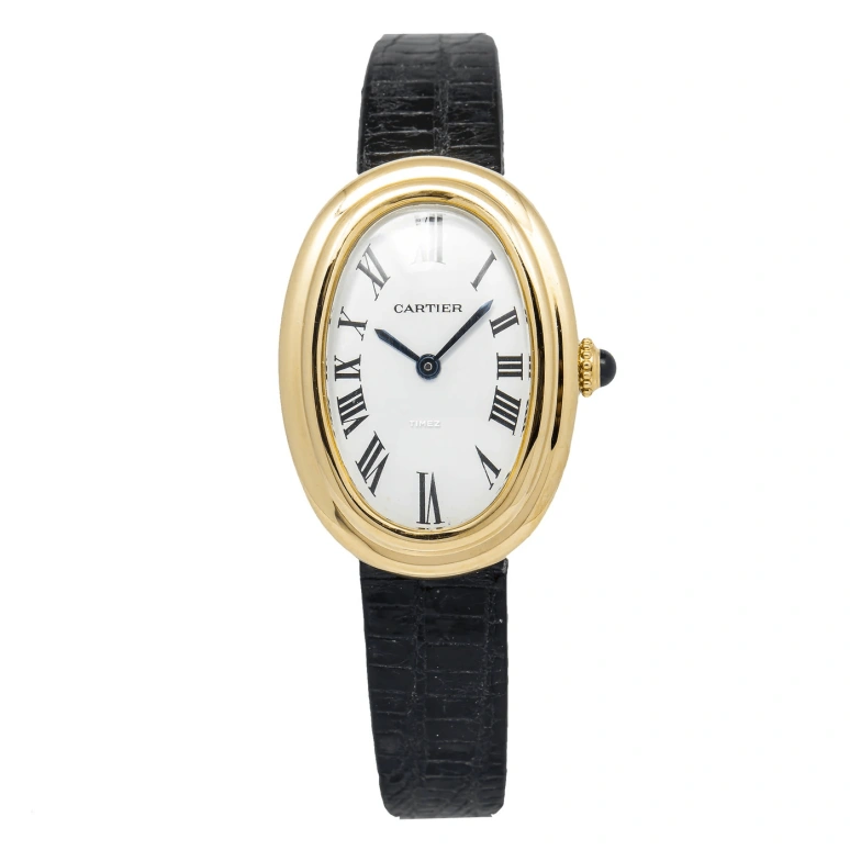 Cartier,Baignoire 21x31mm,21x31mm,Yellow Gold,White,Handwound,Sapphire,Oval,78094