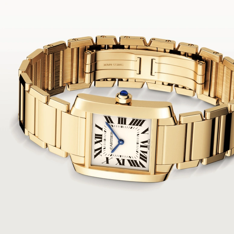 Cartier,Tank 30x25mm,30x25mm,Yellow Gold,Silver,Quartz,Sapphire,Crystal Glass,Square,WGTA0032