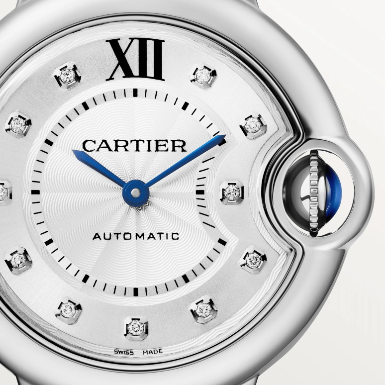 Cartier,Ballon Bleu de Cartier 33mm,33mm,Stainless Steel,Silver,Automatic,Sapphire,Crystal Glass,Round,W4BB0021