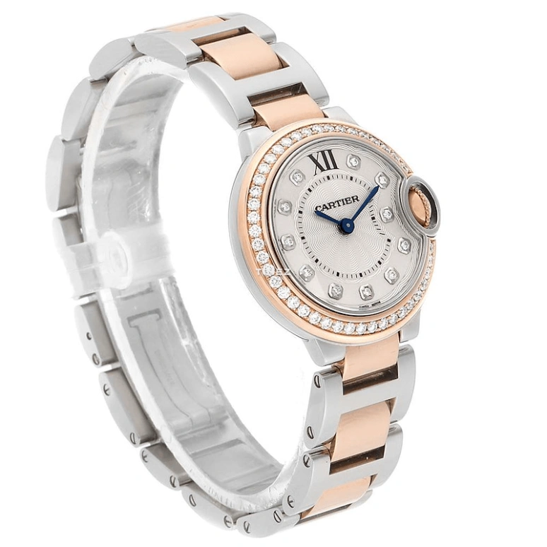 Cartier,Ballon Bleu de Cartier 28mm,28mm,Stainless Steel,Rose Gold,Silver,Quartz,Sapphire,Crystal Glass,Round,WE902076