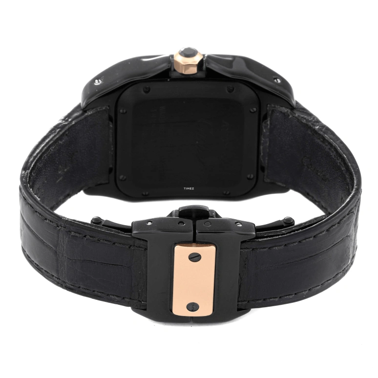 Cartier,Santos de Cartier 38mm,38mm,Rose Gold,Stainless Steel,Black,Automatic,42hours,In-house Caliber,W2020009