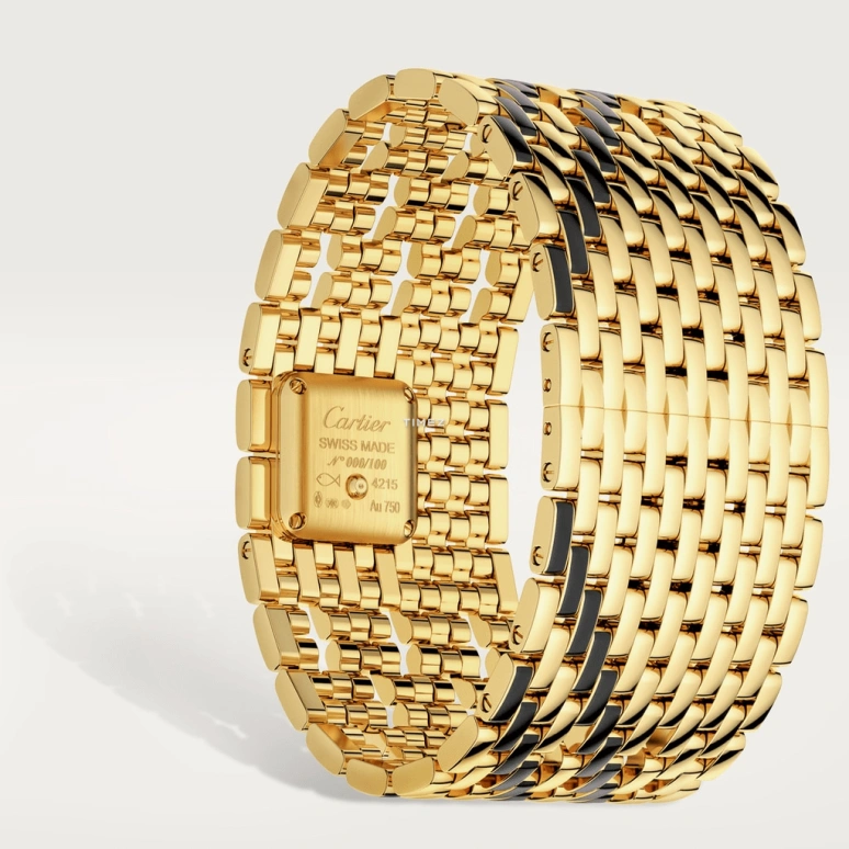 Cartier,Panthère de Cartier 22x19mm,22x19mm,Yellow Gold,Gold,Black,Quartz,Sapphire,Crystal Glass,Square,WGPN0017