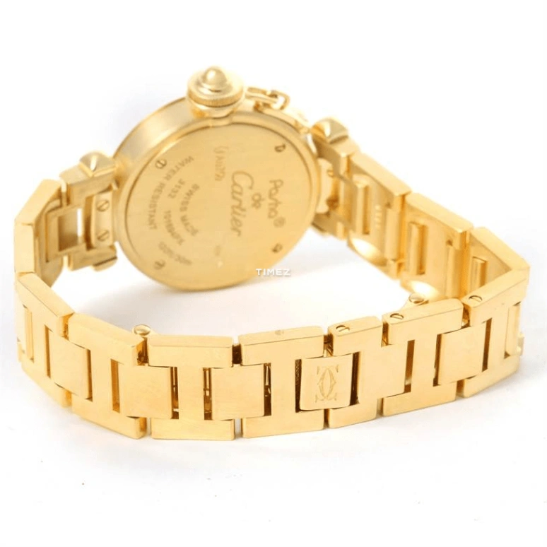 Cartier,Pasha de Cartier 27mm,27mm,Yellow Gold,Silver,Quartz,In-house Caliber,Sapphire,Crystal Glass,WJ124015