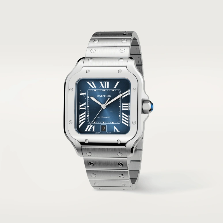 Cartier,Santos de Cartier 39.80mm,39.80mm,Stainless Steel,Gradient,Blue,Automatic,42hours,In-house Caliber,WSSA0030