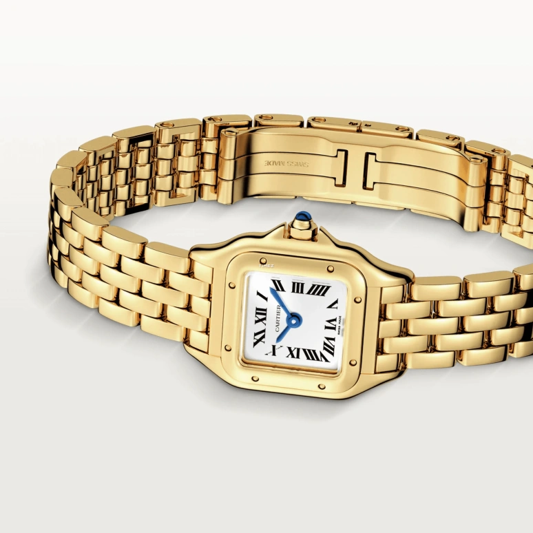 Cartier,Panthère de Cartier 25x19mm,25x19mm,Yellow Gold,Silver,Quartz,Sapphire,Crystal Glass,Square,WGPN0036