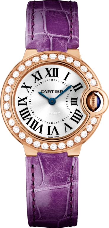 Cartier,Ballon Bleu de Cartier 28mm,28mm,Rose Gold,Silver,Quartz,Sapphire,Crystal Glass,Round,WJBB0018
