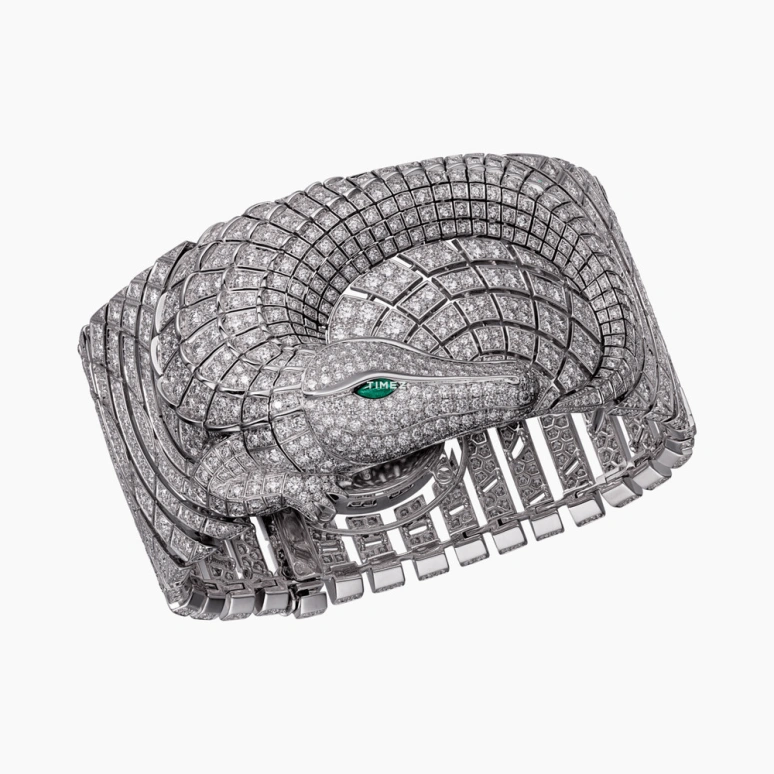 Cartier,High Jewelry Watches 160mm,160mm,White Gold,Silver White,Quartz,Sapphire,Crystal Glass,Setting,Diamonds,Emerald,HPI00950