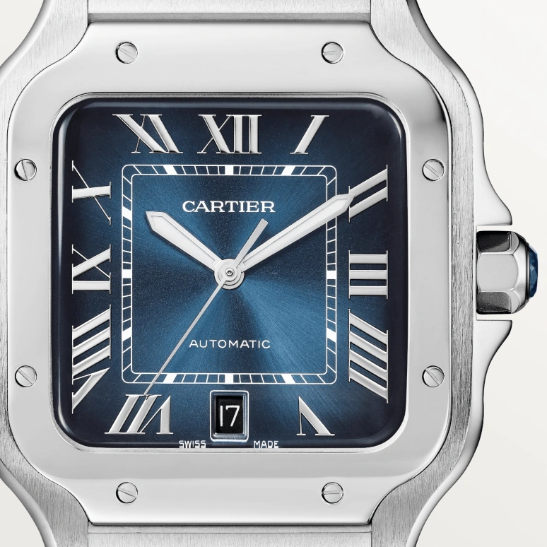 Cartier,Santos de Cartier 39.80mm,39.80mm,Stainless Steel,Gradient,Blue,Automatic,42hours,In-house Caliber,WSSA0030