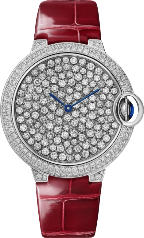Cartier,Ballon Bleu de Cartier 37mm,37mm,White Gold,Silver,Automatic,Sapphire,Crystal Glass,Round,HPI01515