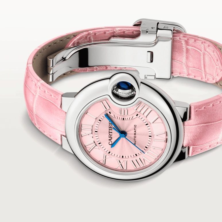 Cartier,Ballon Bleu de Cartier 33mm,33mm,Stainless Steel,Pink,Automatic,Sapphire,Crystal Glass,Round,WSBB0031