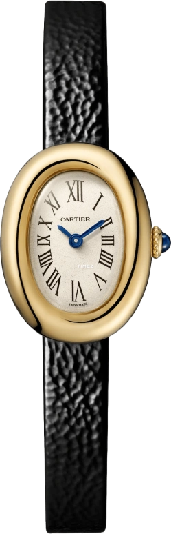 Cartier,Baignoire 24.60x18.70mm,24.60x18.70mm,Yellow Gold,Cream,Quartz,Sapphire,Crystal Glass,Oval,WGBA0041