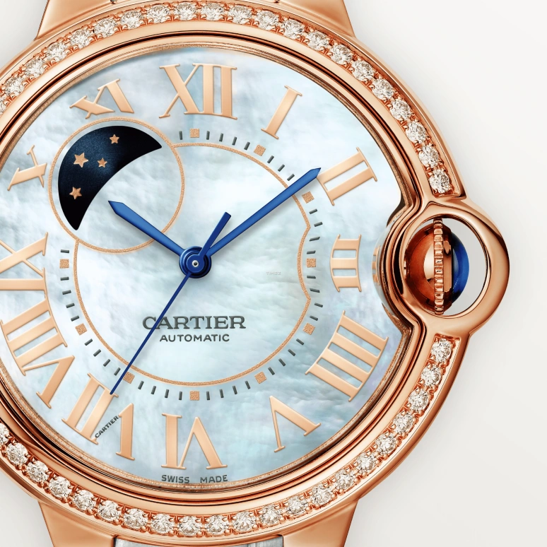 Cartier,Ballon Bleu de Cartier 36mm,36mm,Rose Gold,White,Automatic,Day / Night Indication,Sapphire,Crystal Glass,WJBB0086