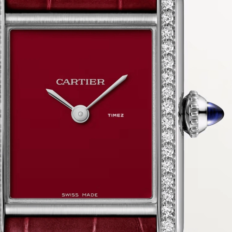Cartier,Tank 27x22mm,27x22mm,Stainless Steel,Wine Red,Quartz,Sapphire,Crystal Glass,Rectangular,W4TA0022