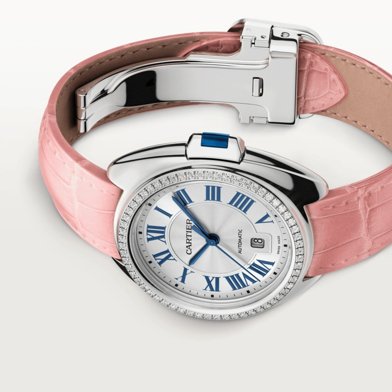 Cartier,Clé de Cartier 31mm,31mm,Stainless Steel,Silver,Automatic,Day,Sapphire,Crystal Glass,W4CL0005