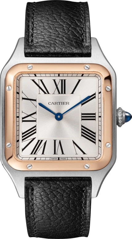 Cartier,Santos de Cartier 43.50x31.40mm,43.50x31.40mm,Stainless Steel,Rose Gold,Silver,Quartz,Sapphire,Crystal Glass,Square,W2SA0019