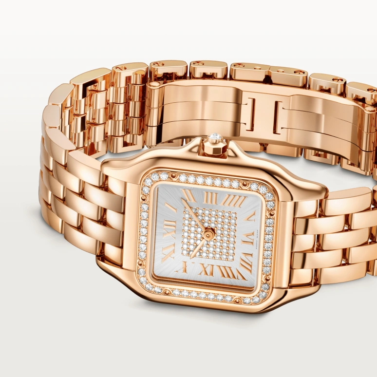 Cartier,Panthère de Cartier 36.50x26.70mm,36.50x26.70mm,Rose Gold,Silver,Quartz,Sapphire,Crystal Glass,Square,WJPN0041