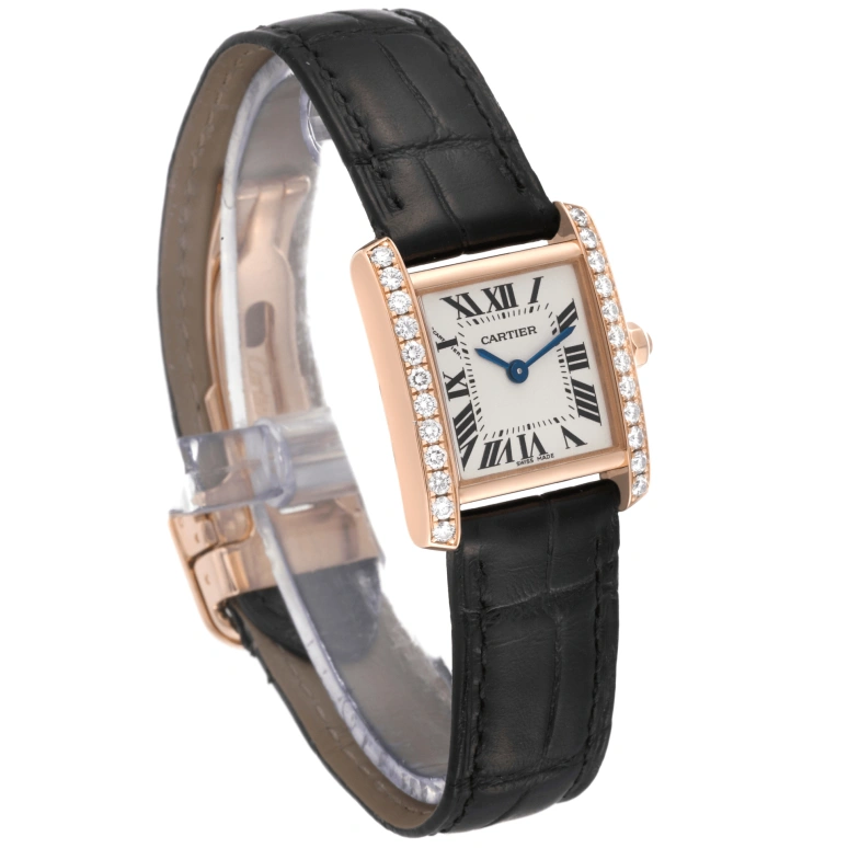 Cartier,Tank 25.35x20.30mm,25.35x20.30mm,Rose Gold,Silver,Quartz,In-house Caliber,Sapphire,Crystal Glass,WE104531