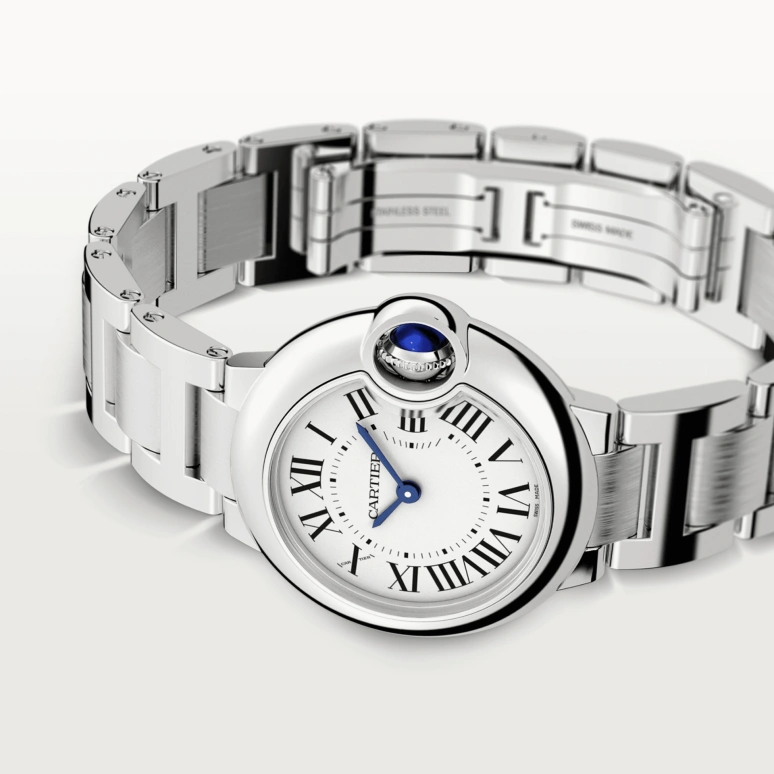 Cartier,Ballon Bleu de Cartier 28.60mm,28.60mm,Stainless Steel,Silver,Quartz,Sapphire,Crystal Glass,Round,W69010Z4