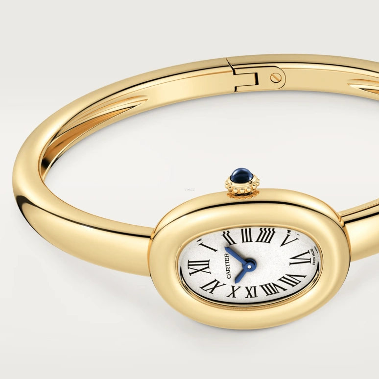 Cartier,Baignoire 24.60x18.70mm,24.60x18.70mm,Yellow Gold,Silver,Quartz,Sapphire,Crystal Glass,Oval,WGBA0035