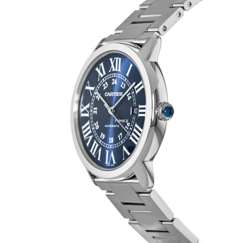 Cartier,Ronde de Cartier 42mm,42mm,Stainless Steel,Blue,Automatic,Day,42hours,WSRN0023