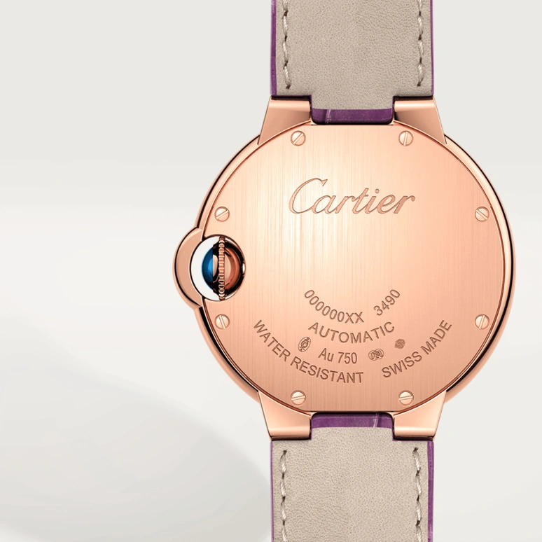 Cartier,Ballon Bleu de Cartier 33mm,33mm,Rose Gold,Silver,Automatic,Sapphire,Crystal Glass,Round,WJBB0051