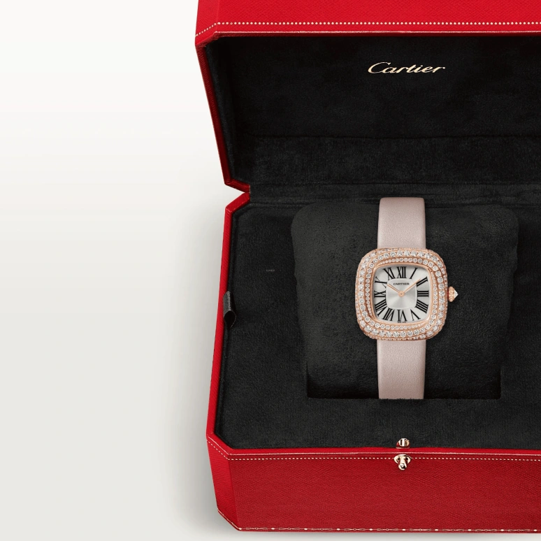 Cartier,Coussin de Cartier 30.40x31.10mm,30.40x31.10mm,Rose Gold,Silver,Quartz,Sapphire,Crystal Glass,Square,WJCS0005