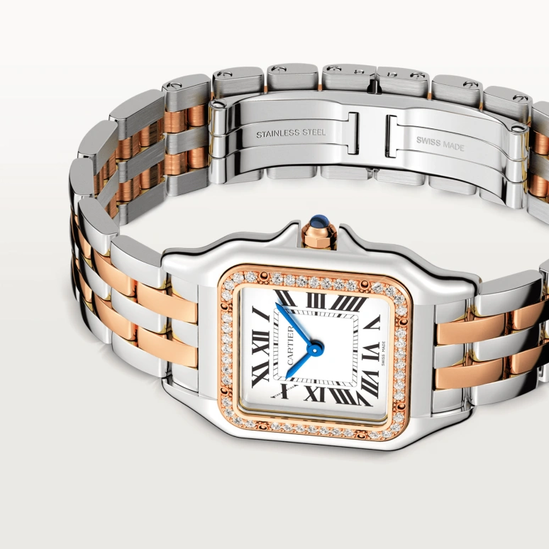 Cartier,Panthère de Cartier 36.50x26.70mm,36.50x26.70mm,Stainless Steel,Rose Gold,Silver,Quartz,Glass,Square,W3PN0015