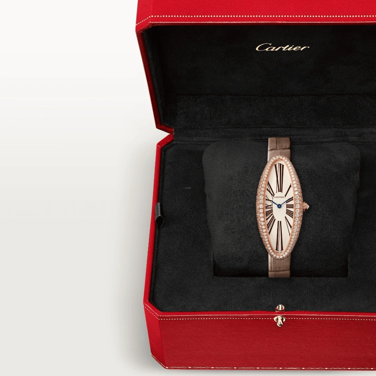 Cartier,Baignoire 47x21mm,47x21mm,Rose Gold,Silver,Handwound,38hours,In-house Caliber,WJBA0006