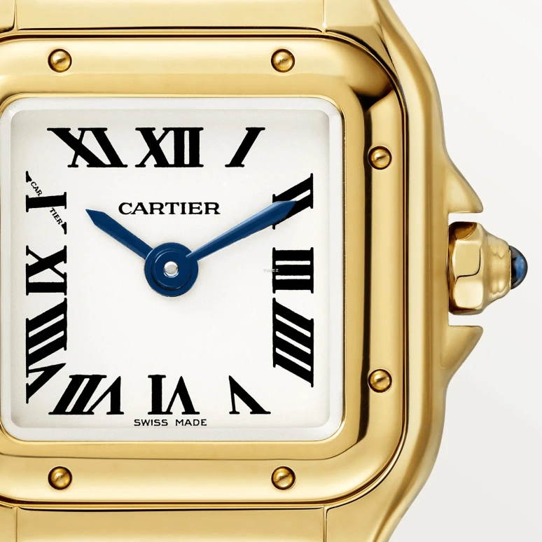 Cartier,Panthère de Cartier 25x19mm,25x19mm,Yellow Gold,Silver,Quartz,Sapphire,Crystal Glass,Square,WGPN0036