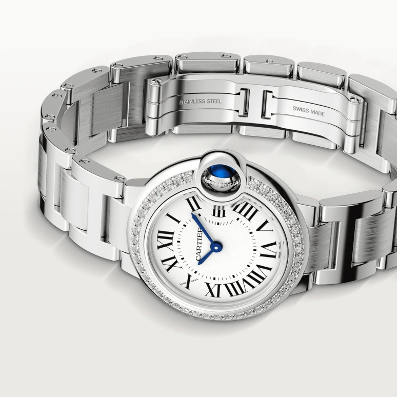Cartier,Ballon Bleu de Cartier 28mm,28mm,Stainless Steel,Silver,Quartz,Sapphire,Crystal Glass,Round,W4BB0015