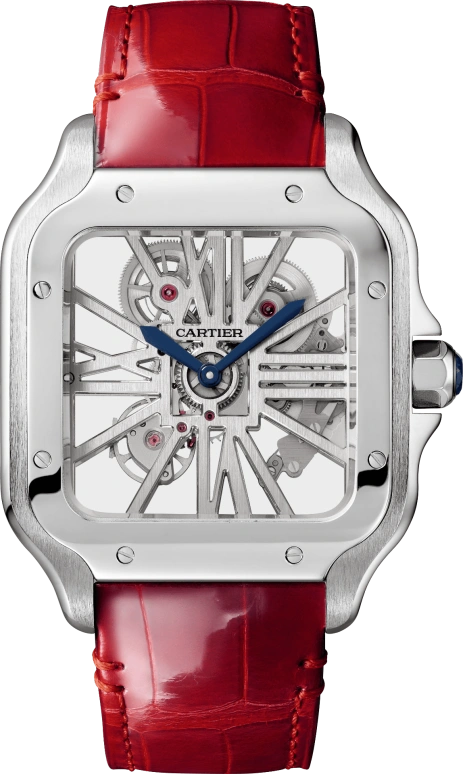Cartier,Santos de Cartier 39.80mm,39.80mm,Stainless Steel,Silver,Handwound,72hours,In-house Caliber,WHSA0015