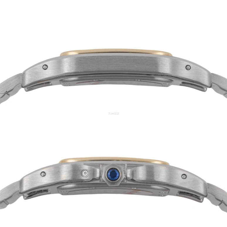 Cartier,Santos de Cartier 29mm,29mm,Stainless Steel,Champagne,Quartz,Moonphase,Day,W20007C4