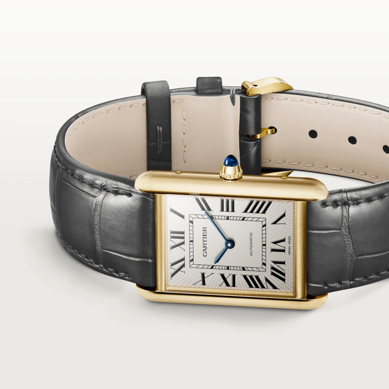 Cartier,Tank 38.10x27.75mm,38.10x27.75mm,Yellow Gold,Silver,Automatic,In-house Caliber,Sapphire,Crystal Glass,WGTA0357