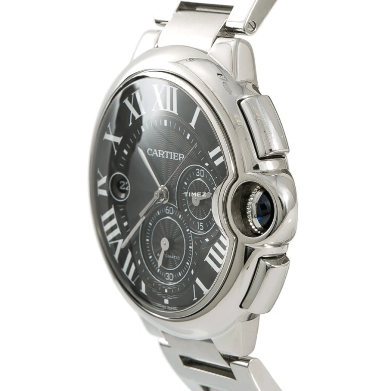Cartier,Ballon Bleu de Cartier 44mm,44mm,Stainless Steel,Black,Automatic,Chronograph,Day,W6920077