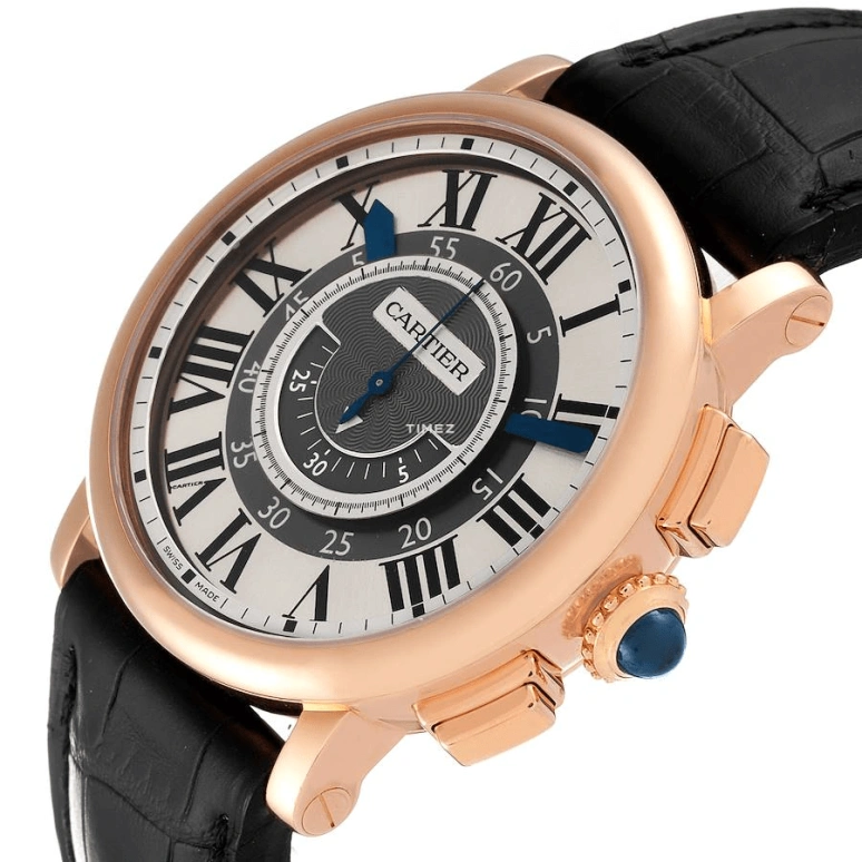 Cartier,Rotonde de Cartier 42mm,42mm,Rose Gold,Grey,Silver,Handwound,Chronograph,50hours,W1555951
