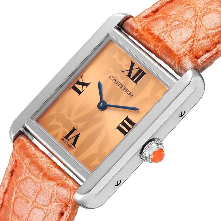 Cartier,Tank 31x24.40mm,31x24.40mm,Stainless Steel,Orange,Quartz,Sapphire,Crystal Glass,Square,W1019455