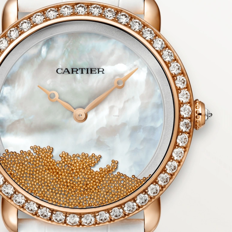 Cartier,Panthère Jewelry Watches 37mm,37mm,Rose Gold,White,Handwound,36hours,In-house Caliber,HPI01355