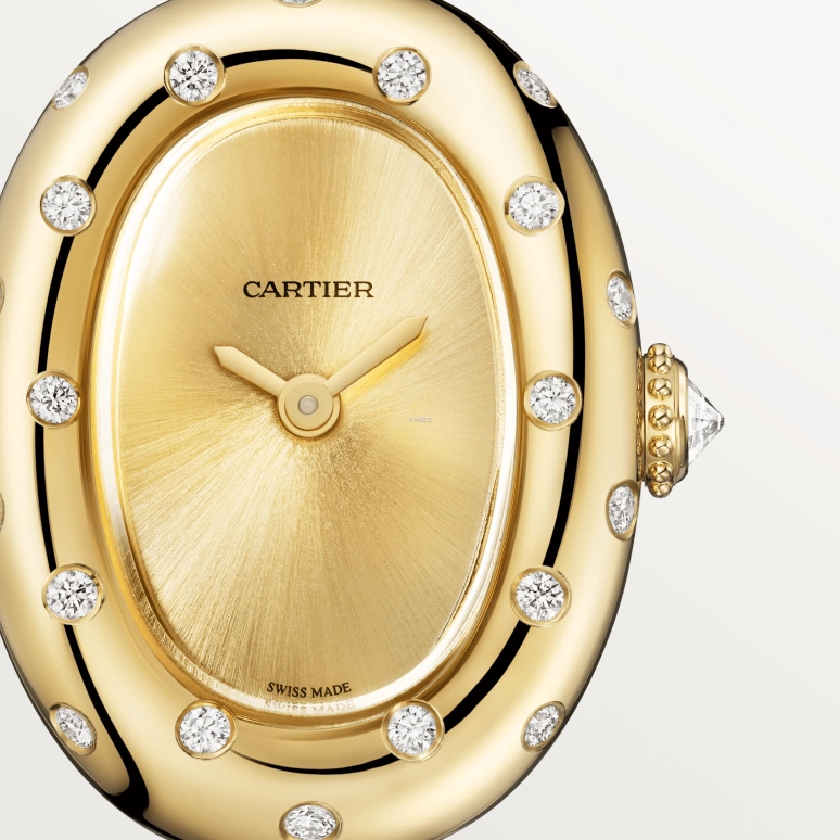 Cartier,Baignoire 24.60x18.70mm,24.60x18.70mm,Yellow Gold,Gold,Quartz,Sapphire,Crystal Glass,Oval,WJBA0063