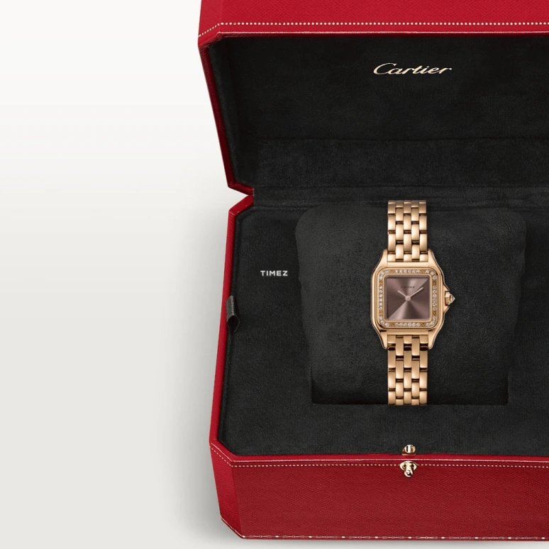 Cartier,Panthère de Cartier 22x30mm,22x30mm,Rose Gold,Purple Red,Gradient,Brown,Quartz,Sapphire,Crystal Glass,Square,WJPN0035