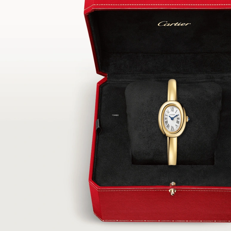 Cartier,Baignoire 24.60x18.70mm,24.60x18.70mm,Yellow Gold,White,Quartz,Sapphire,Crystal Glass,Oval,WGBA0044