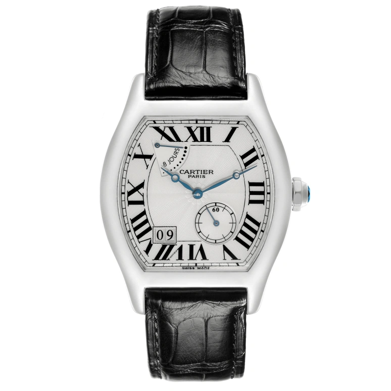 Cartier,Tortue 34x43mm,34x43mm,White Gold,Silver,Handwound,Power Reserve Indicator,Big Date,W1545951
