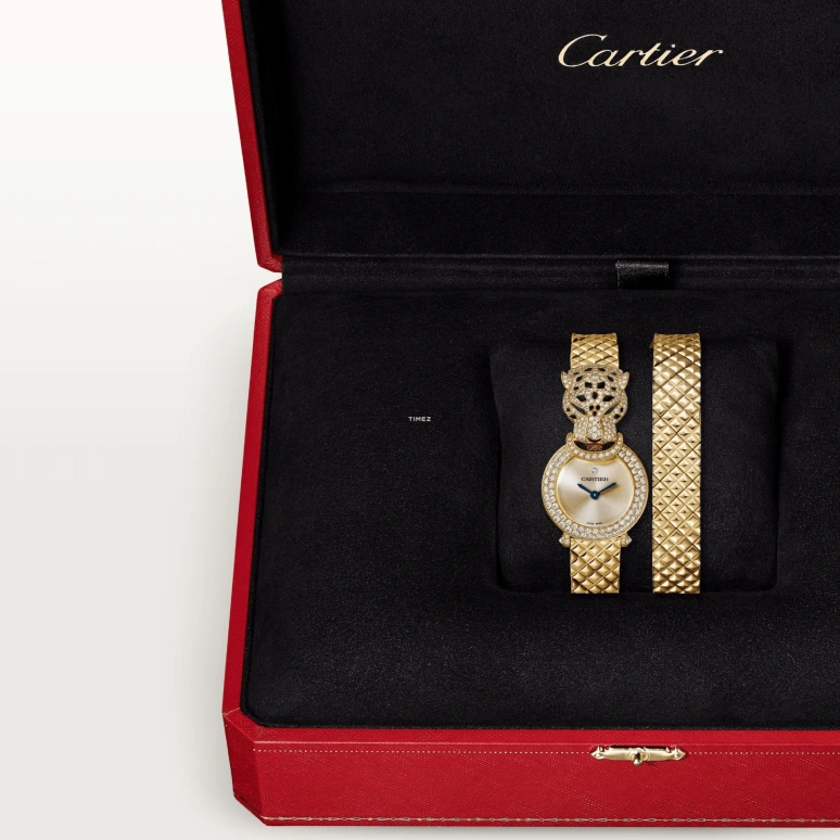 Cartier,Panthère Jewelry Watches 23.60mm,23.60mm,Yellow Gold,Gold,Quartz,Sapphire,Crystal Glass,Other,HPI01511