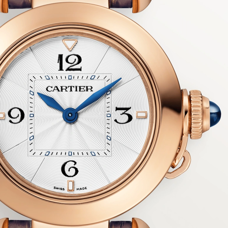 Cartier,Pasha de Cartier 30mm,30mm,Rose Gold,Silver,Quartz,Sapphire,Crystal Glass,Round,WGPA0018