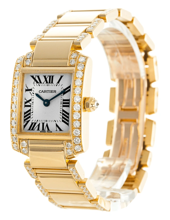 Cartier,Tank 20x25mm,20x25mm,Yellow Gold,Silver,Quartz,Sapphire,Crystal Glass,Square,WE1001RG