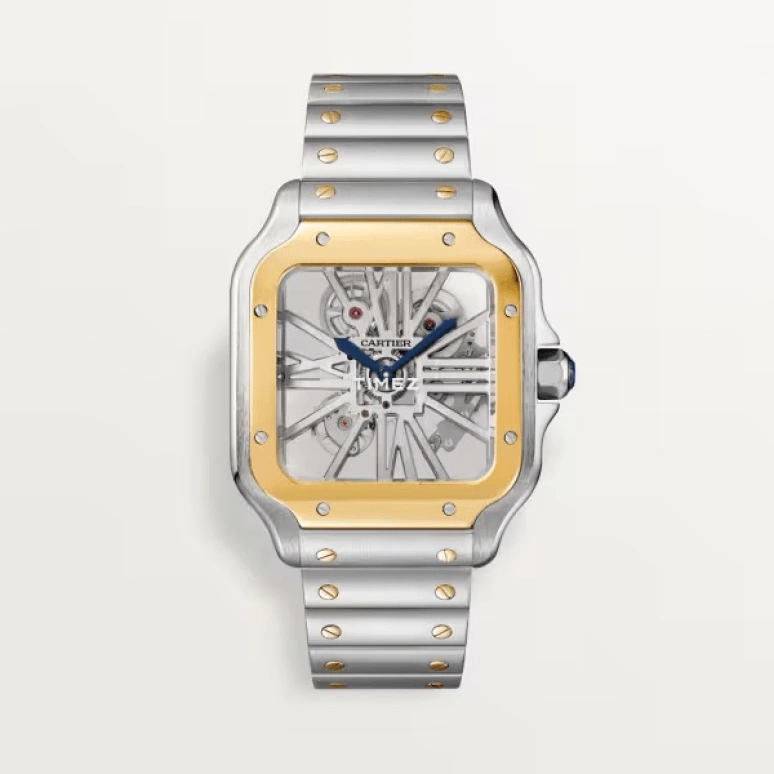 Cartier,Santos de Cartier 39.70mm,39.70mm,Stainless Steel,Yellow Gold,Silver,Handwound,72hours,In-house Caliber,WHSA0019