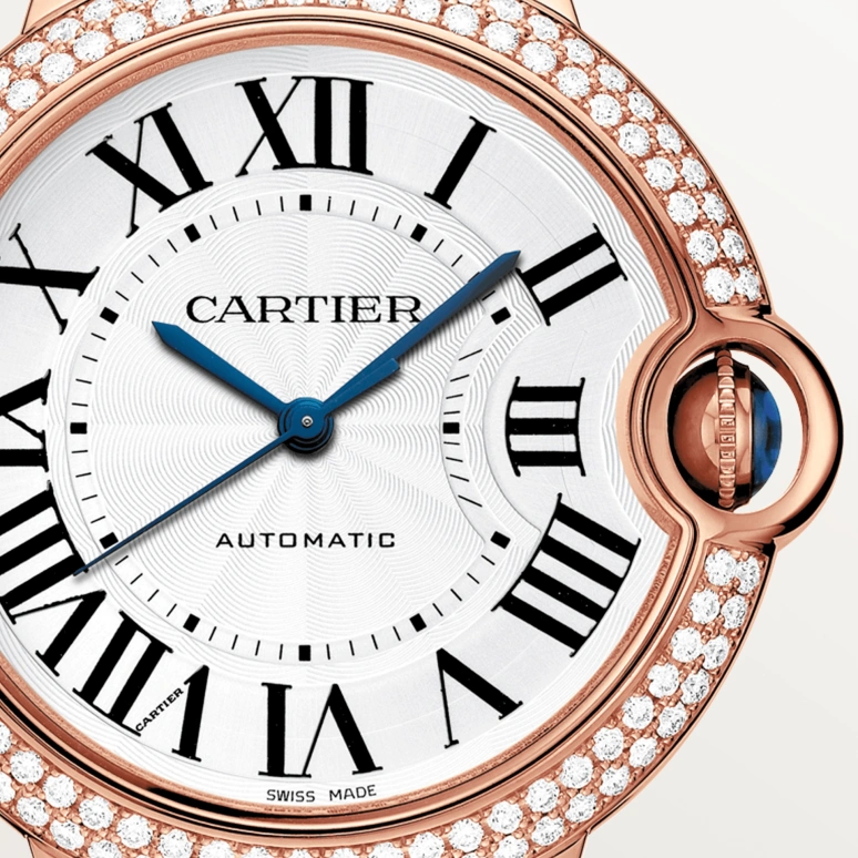 Cartier,Ballon Bleu de Cartier 36mm,36mm,Rose Gold,Silver,Automatic,Sapphire,Crystal Glass,Round,WJBB0067