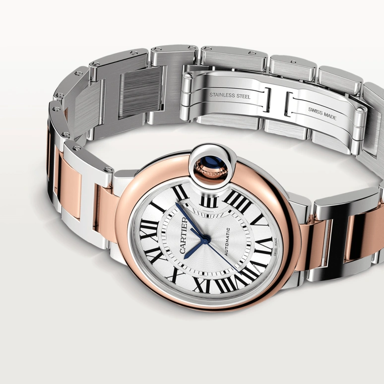 Cartier,Ballon Bleu de Cartier 36mm,36mm,Stainless Steel,Rose Gold,Silver,Automatic,Sapphire,Crystal Glass,Round,W2BB0033