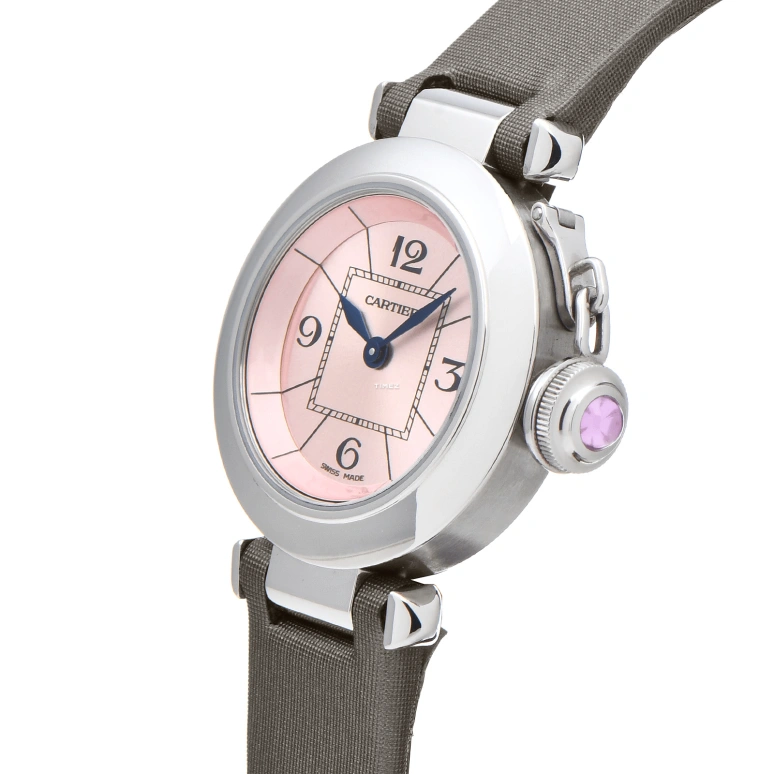 Cartier,Pasha de Cartier 27mm,27mm,Stainless Steel,Pink,Quartz,In-house Caliber,Sapphire,Crystal Glass,W3140026