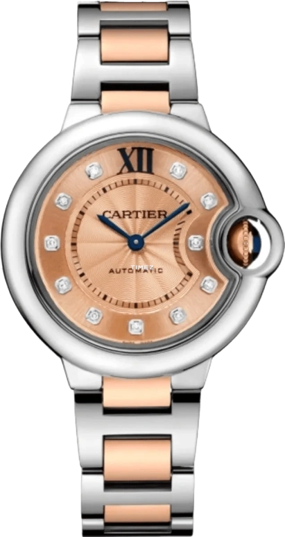 Cartier,Ballon Bleu de Cartier 33mm,33mm,Stainless Steel,Rose Gold,Automatic,Sapphire,Crystal Glass,Round,W3BB0002