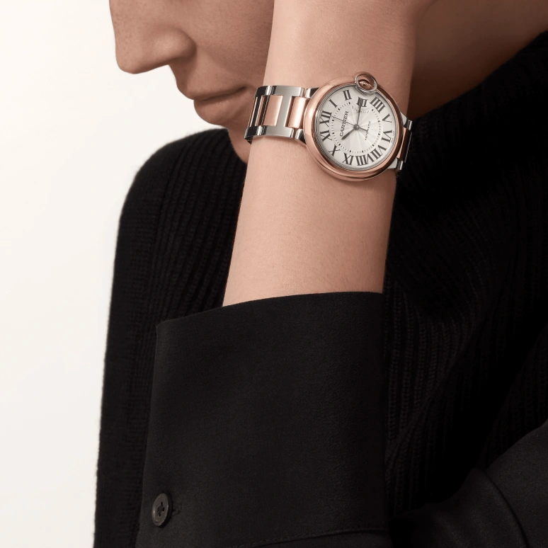 Cartier,Ballon Bleu de Cartier 36mm,36mm,Stainless Steel,Rose Gold,Silver,Automatic,Sapphire,Crystal Glass,Round,W2BB0033